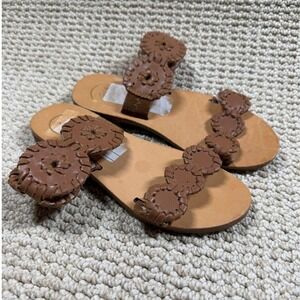 Jack Rogers‎ Miss Lauren Sandals Womens Size 13 Brown Leather Boho Casual Slides